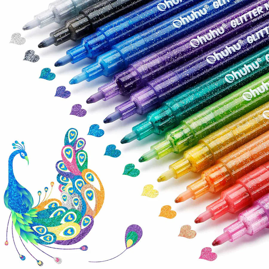 OhuhuGlitterMetallicMarkerPens12colorsbuycanadabulkwholesale.webp